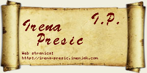Irena Prešić vizit kartica